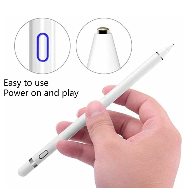 [Australia - AusPower] - Stylus Pens for Touch Screen Devices, Active Digital Stylus Pencils Compatible with iOS/Android/Windows, Universal Touch Screen Capacitive Stylus for Apple/Samsung/Huawei Tablets_White White 