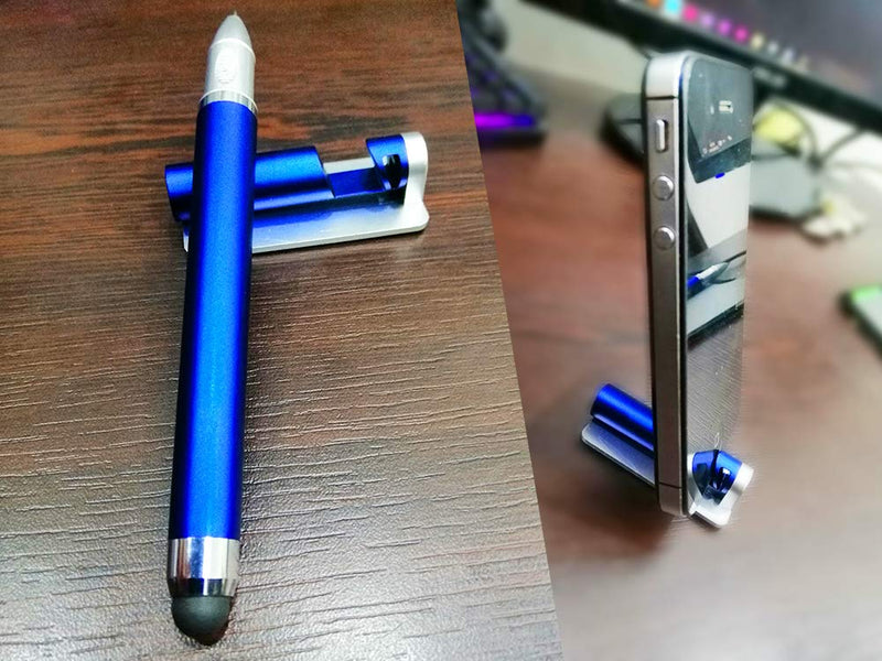 [Australia - AusPower] - Special 3 in 1 Ballpoint Pen Blue Ink, Capacitive Stylus for Touch Screen, Phone Stand for All Smartphones. 