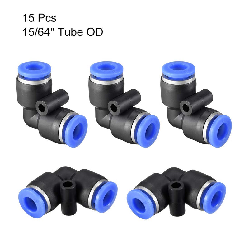 [Australia - AusPower] - uxcell Plastic Elbow Push to Connect Tube Fitting 6mm Tube OD Pneumatic Air Push Fit Lock Fitting Blue 15pcs 