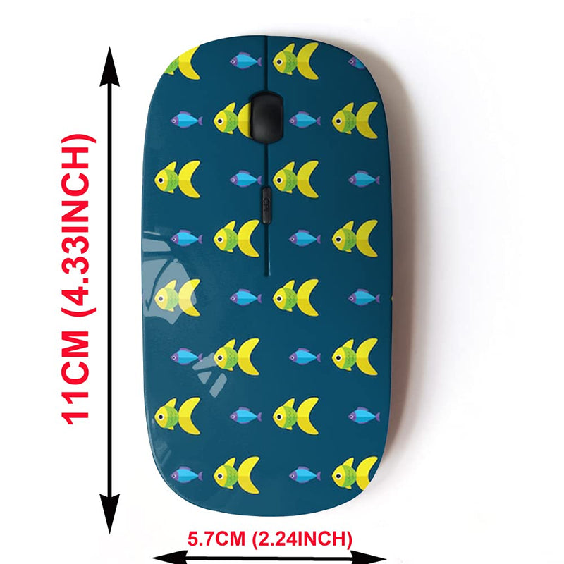 [Australia - AusPower] - 2.4G Wireless Mouse with Cute Pattern Design for All Laptops and Desktops with Nano Receiver - Fish Pattern Ocean 