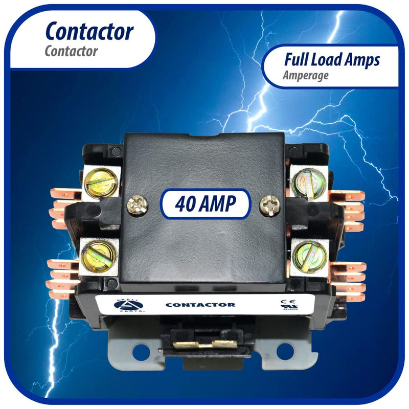 [Australia - AusPower] - Appli Parts APAC-24024 Heavy Duty 2 Poles Contactor 40 Amp 24 Volts Coil Replacement for ac Compressor and Electrical Applications UL Certified 476929 2 Pole 24 Volts 