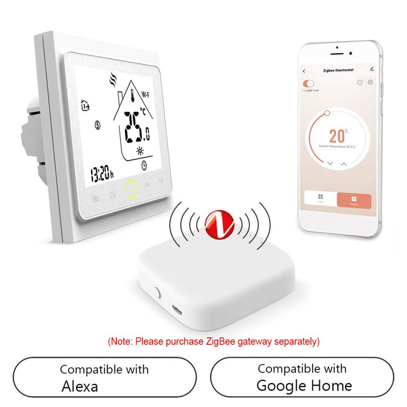 [Australia - AusPower] - Irfora Smart Thermostat 5A Weekly Programmable Temperature Controller APP Control Voice Control Compatible with Alexa/Google Home for Water Floor Heating for Home Offices Villas ZigBee Thermostat White 