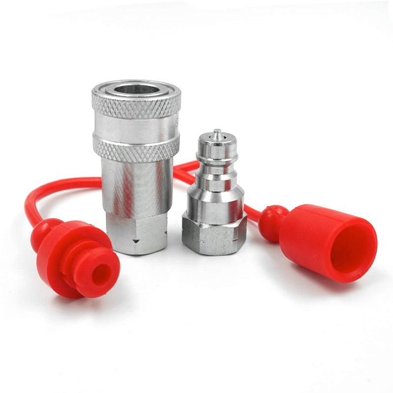 [Australia - AusPower] - 1/4" NPT Thread ISO A Hydraulic Quick Connect Coupling Coupler with Dust Caps 