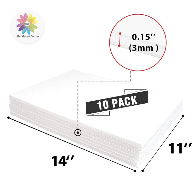 [Australia - AusPower] - Mat Board Center, Pack of 10 Foam Boards, 11x14 inch (Many Sizes Available) 1/8" Thick, White Foam Boards (Acid-Free) 