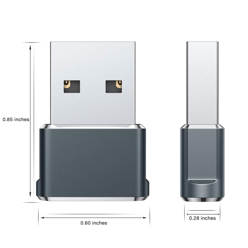 [Australia - AusPower] - USB C Female to USB Male Adapter 2 Pack,Type A Charger Cable Power Converter for Apple iWatch Watch Series 7 SE,iPhone 11 12 13 Pro Max Mini,AirPods iPad Air 4 5,Samsung Galaxy Note 10 20 S20 S21 S22 Gray 