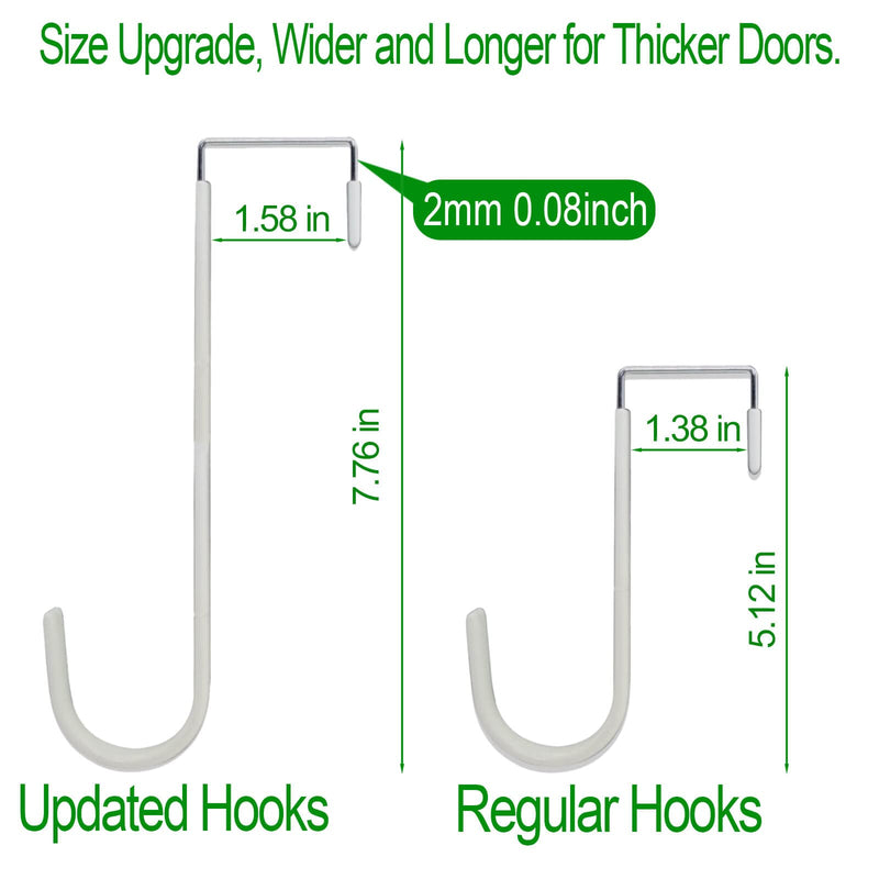 [Australia - AusPower] - 4 Pack Sturdy Over The Door Hooks, Widen and Lengthen Door Hanger, White Door Hooks for Hanging Towels, Clothes, Bags, Soft Rubber Surface Prevents Scratches, for Bathroom, Living Room, Kitchen 