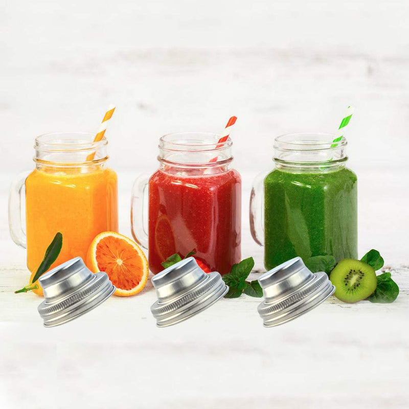 [Australia - AusPower] - obmwang 4 Pack of Stainless Steel Mason Jar Shaker Lids Caps for Cocktail,Dredge Flour,Mix Spices,Sugar, Salt, Peppers and More or Shake Drinks Cocktail--Fits Any Regular Mouth Mason Jar Canning Jar 
