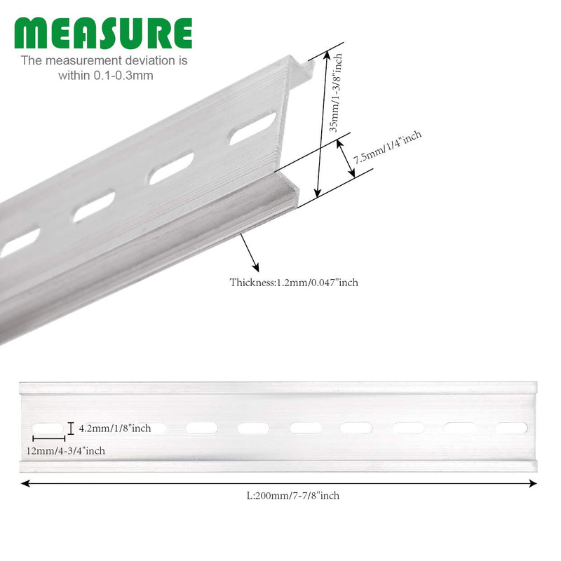 [Australia - AusPower] - 10 Pieces DIN Rail Slotted Aluminum RoHS 8" Inches Long 35mm Wide 7.5mm High 