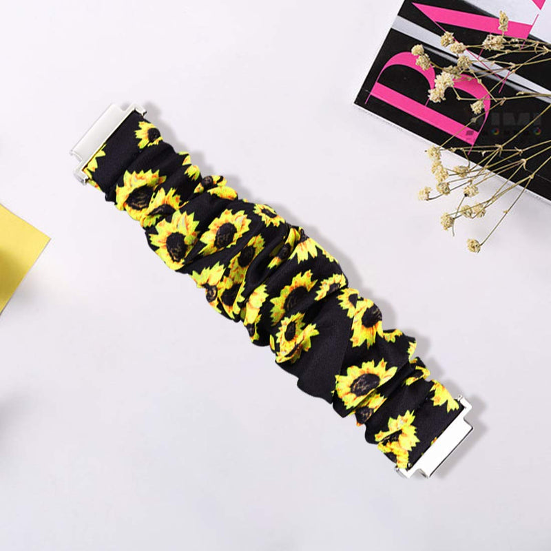 [Australia - AusPower] - Compatible for 3Plus Vibe Plus Band, Lamshaw Fabric Elastic Scrunchie Elastic Women Cute Replacement Straps Compatible for 3Plus Vibe Plus / Vibe + / Vibe Lite / Vibe Pro Smartwatch (Sunflower) Sunflower 