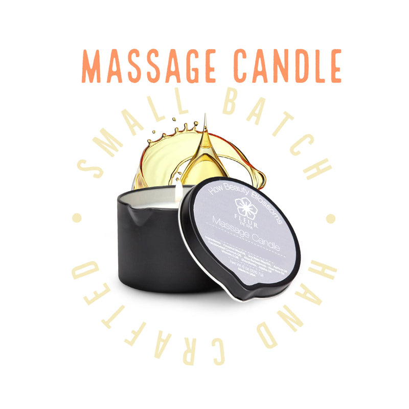 [Australia - AusPower] - Massage Oil Candle by Fleur De Spa - All Natural - 6oz with Pour Spout Made in USA… 
