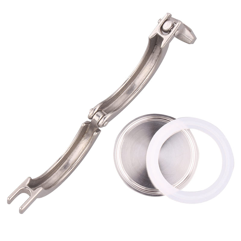 [Australia - AusPower] - DERNORD 2 Pack Tri Clamp Sanitary Fitting Set SS304 Heavy Duty Tri Clamp Single Pin with End Cap and Silicone Gasket(2 Inch) 2 Inch 