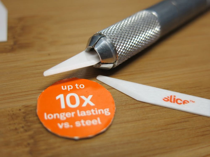 [Australia - AusPower] - Slice 10519 Straight Edge, Ceramic Blade, Pointed Tip Craft Blade, Finger Friendly, Ceramic Blade Stays Sharp 11X Longer Than Metal, 4 Blades 