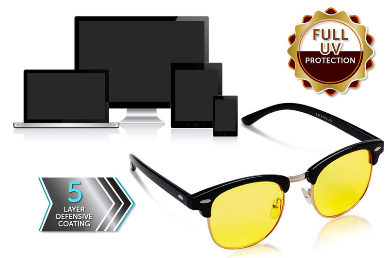 [Australia - AusPower] - SafetyBlue™ Day Glasses 40% Blue Blocking for Men & Women | Reading Glasses | Headache Relief | Non-Prescription Glasses Yellow 