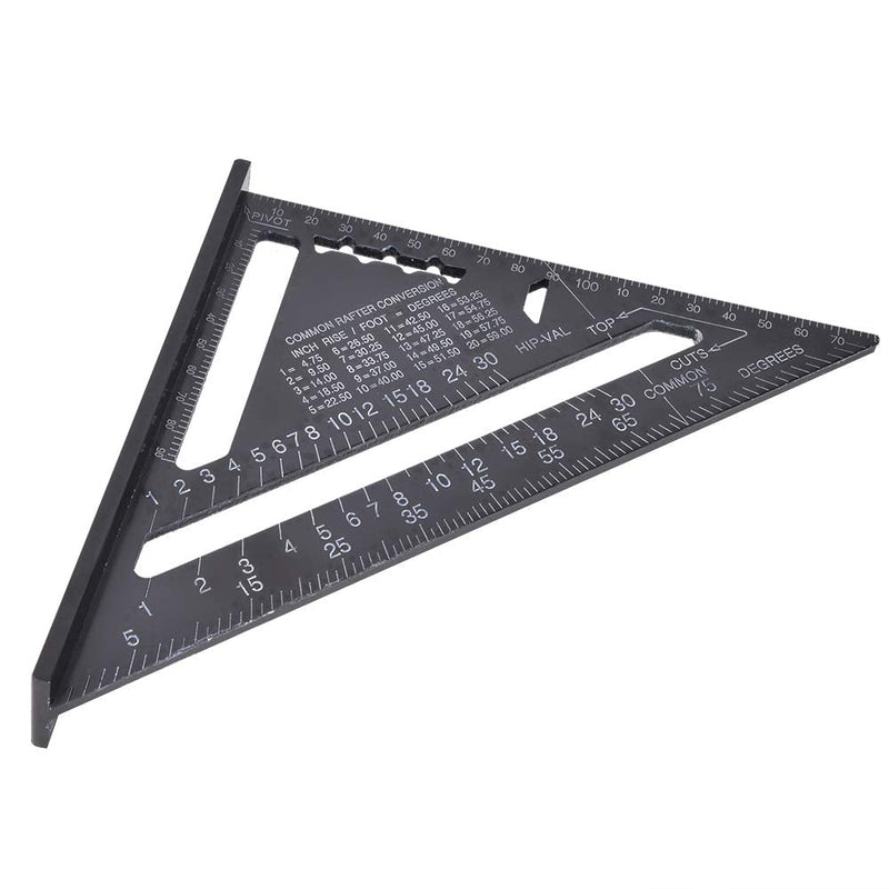 [Australia - AusPower] - 90 Degree Black Triangle Ruler Aluminum Alloy Angle Ruler Inch for Carpenter's Workshop Woodworking 7 Inch Square Layout Tool 