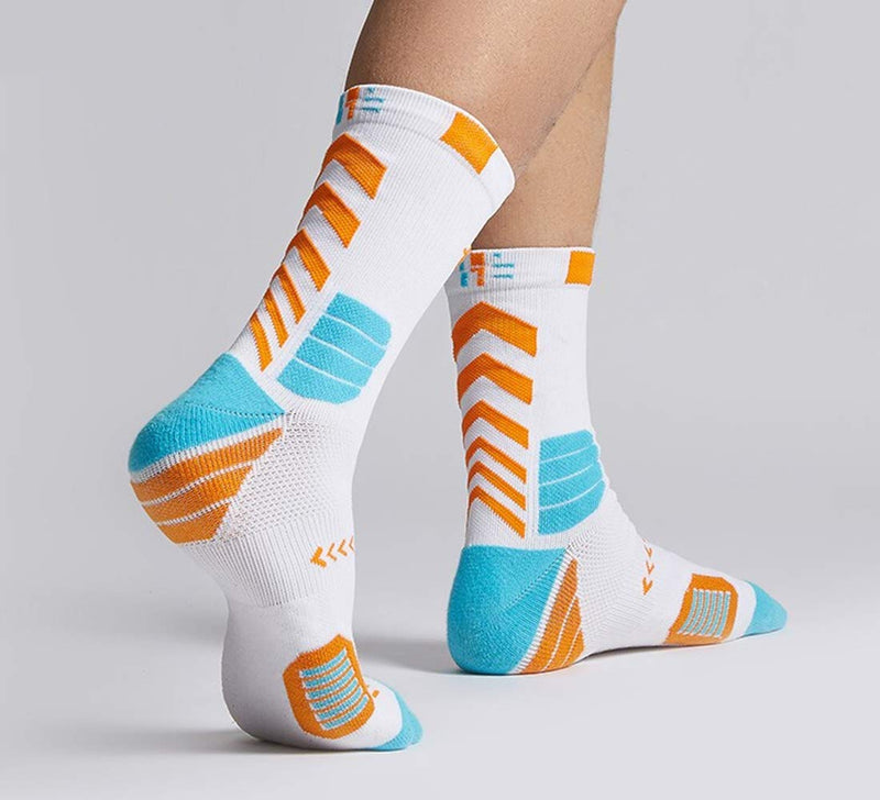 [Australia - AusPower] - 5 Pairs Men's Athletic Crew Socks Performance Thick Cushioned Sport Basketball Running Training Compression Sock 