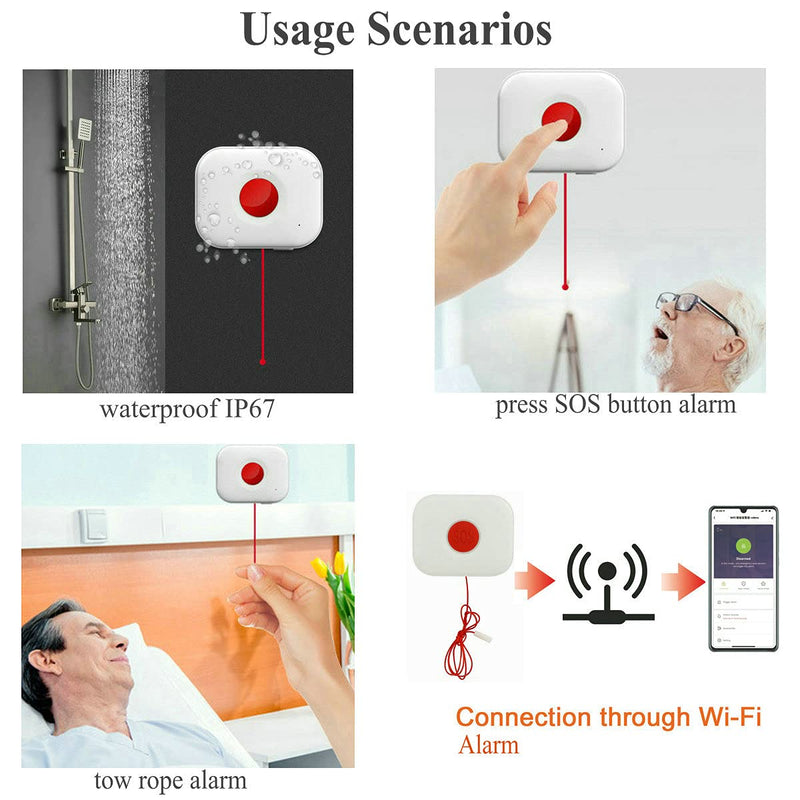 [Australia - AusPower] - NUOSWEK WiFi SOS Button, Waterproof Wireless WiFi Call Button with Phone APP for Eldly at Home 