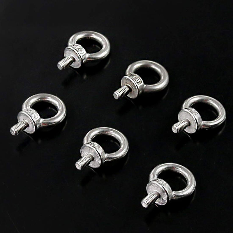 [Australia - AusPower] - Glarks 36Pcs 304 Stainless Steel M6 Male Thread Machinery Shoulder Lifting Ring Eye Bolt with Lock Nuts/Lock Washers/Flat Washers Set 