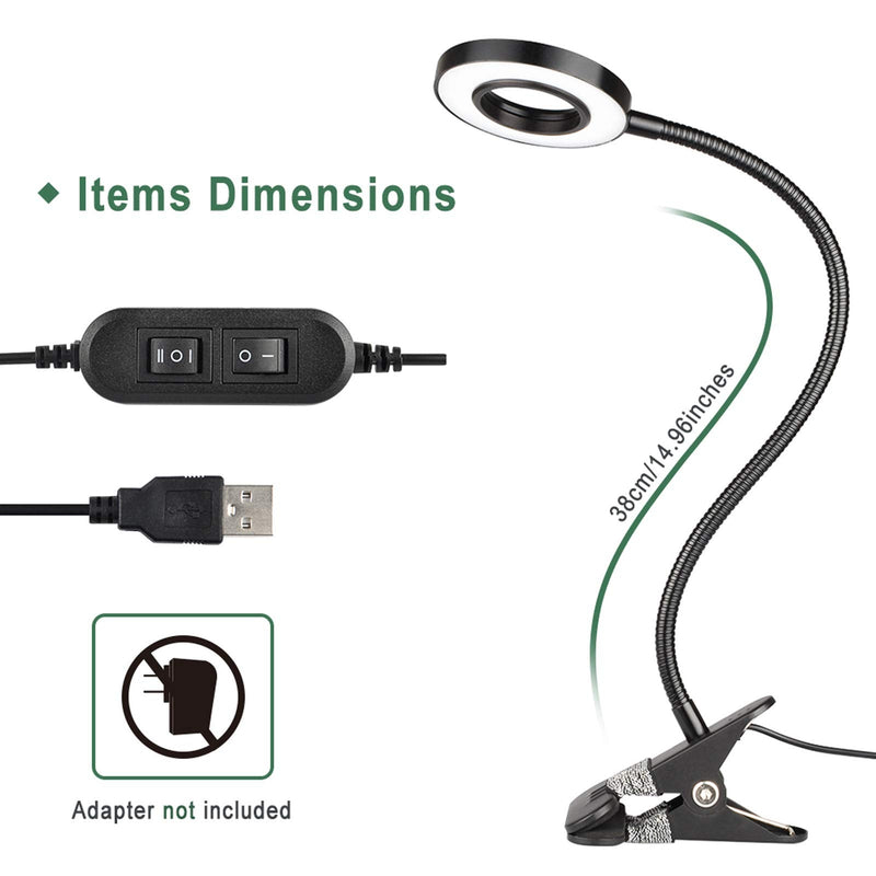 [Australia - AusPower] - GLORIOUS-LITE 36 LED Clip on Light, 4 Modes Reading Light, 360° Rotation Gooseneck Book Light, Eye-Caring Clip on Lamp for Desk, Headboard, Zoom Meeting and Makeup Mirror(Black) Black 