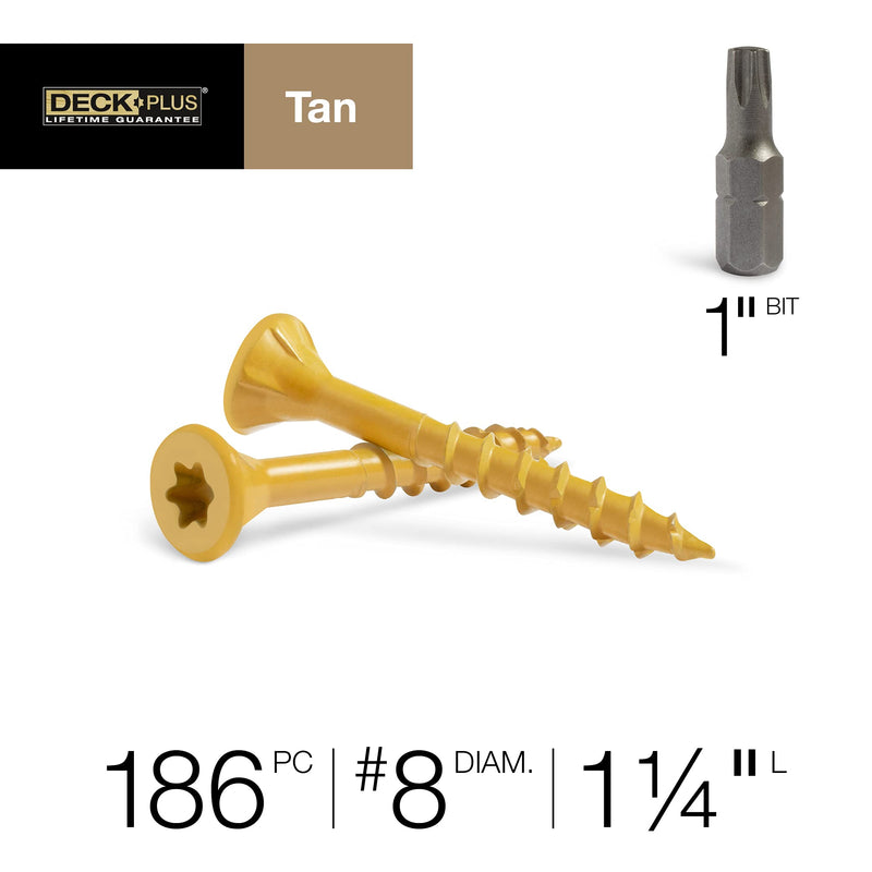 [Australia - AusPower] - Deck Plus 48410 Wood Screws #8 x 1-1/4", Tan, 1lb Box #8 x 1-1/4" 