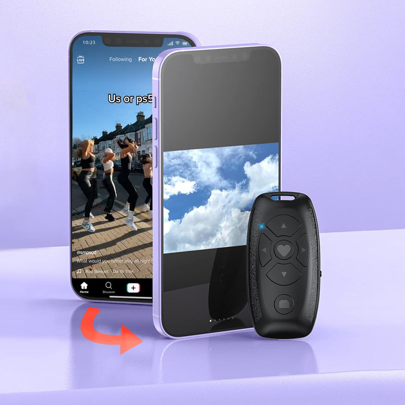 [Australia - AusPower] - Bomilado Shutter Remote Control for iPhone Camera & TikTok Remote, Camera Wireless Remote Control for Android-Can Use to Scroll Videos for TikTok,Turn Pages and Adjust Volume-Compatible with Tablets 