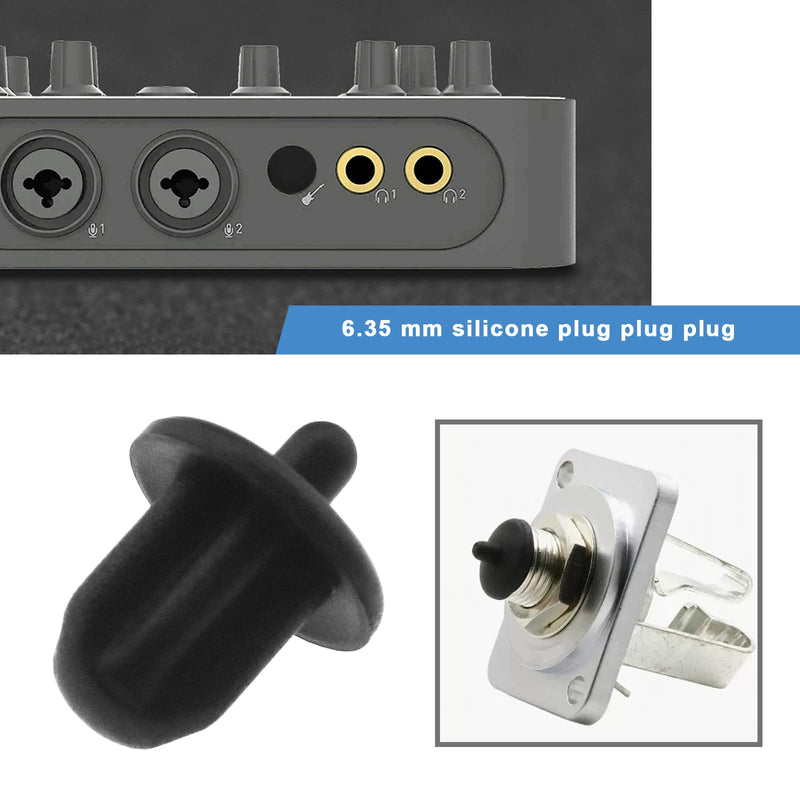 [Australia - AusPower] - 20Pcs 6.35mm Silicone Anti Dust Plugs Socket Dust Cover Anti Dust Jack Plug Stopper Cap Accessories for Amplifier DVD Karaoke Black 