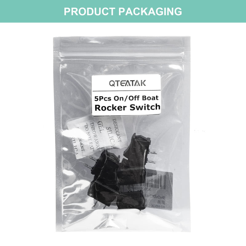 [Australia - AusPower] - 5Pcs On/Off Boat Rocker Switch 5Pcs 2 Pin Position Snap 12V 110V 250V QTEATAK 