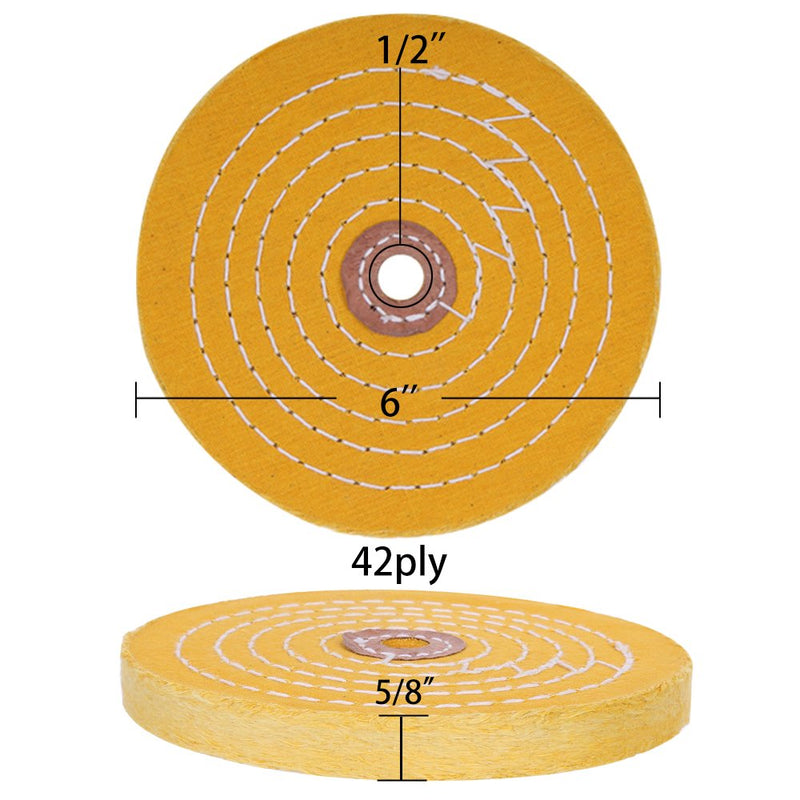 [Australia - AusPower] - 6 inch Buffing Polishing wheel 1/2 Inch Arbor Hole for Bench Grinder Buffer Tool Coarse Medium Soft 3pcs 