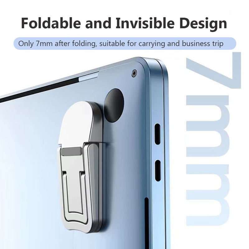 [Australia - AusPower] - PONICOR 2PCS Zinc Alloy Mini Foldable Laptop Stand, Portable Computer Keyboard Riser with 2 Adjustable Angles, Self-Adhesive Invisible Notebook Stand and Keyboard Lift for Desk (Silver) Silver 