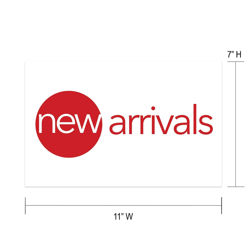 [Australia - AusPower] - NAHANCO CD711NA2 Retail Sign Card for Displays, “New Arrivals”, 7”H x 11”W, White with Red Print, Modern Style on Card Stock – 1/CTN. 