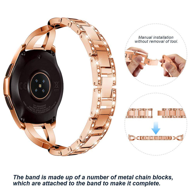 [Australia - AusPower] - YOFUNTLE Compatible for Samsung Galaxy Watch 46mm/Gear S3 Bands,Women 22mm Metal Alloy Bracelet Strap Replacement Wristband for Samsung Galaxy Watch 46mm,Gear S3 Classic/Frontier (Dark Rose Gold) Dark Rose Gold 