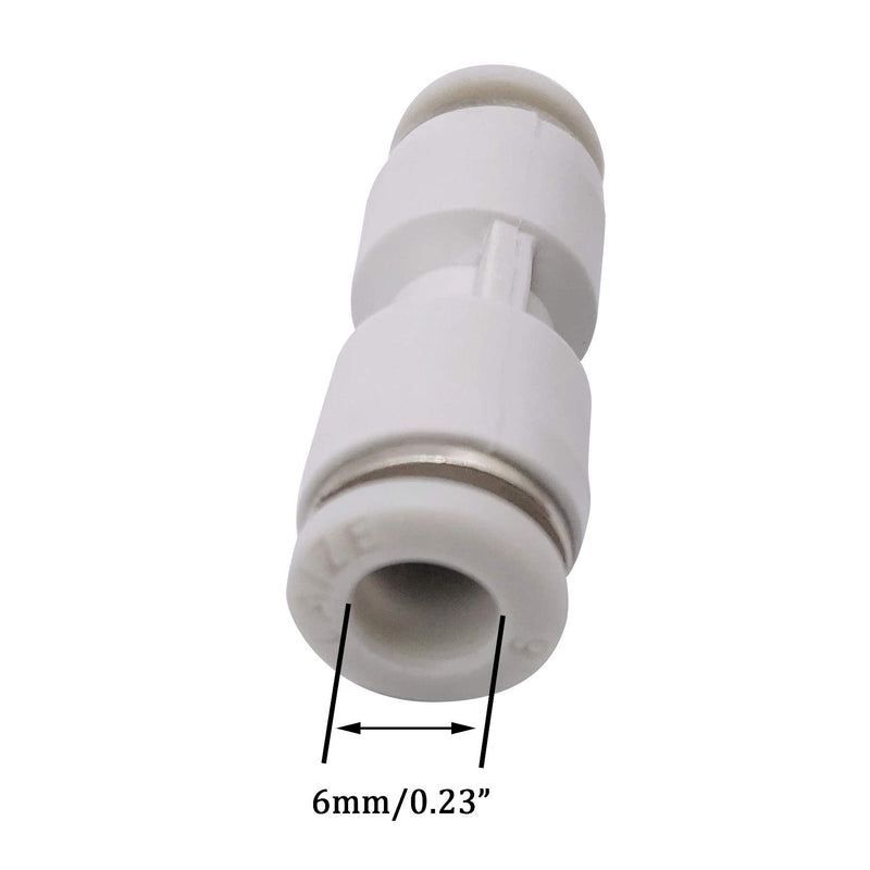 [Australia - AusPower] - 6mm Quick Fitting, 1/4” OD Push to Connect Pipe Tube Straight Fittings, Pneumatic Air Line Connector 10Pcs (White) 6mm 