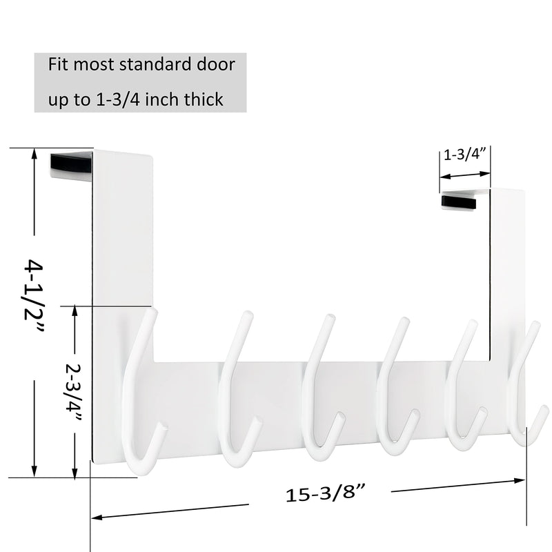 [Australia - AusPower] - WEBI Over The Door Hook:Over The Door Towel Rack,Door Coat Hanger Towel Hanger Over Door Coat Rack 6 Hooks for Hanging Clothes,Hats,Bathroom,White White 1 Pack 