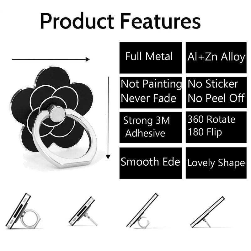 [Australia - AusPower] - Cell Phone Ring Holder Flower,Fwaytech 360 Rotate Metal Finger Ring Socket Grip Kickstand for Smartphones,4Pack (Flower4) 