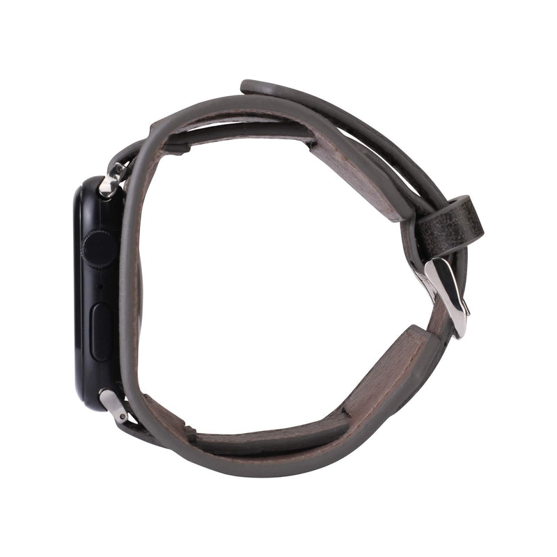 [Australia - AusPower] - Konafei Compatible with Apple Watch Band 40mm 41mm 38mm Series SE/7/6/5/4/3/2/1, Men Women Leather Cuff Bracelets Vintage Strap for iwatch Grey 42/44/45mm 