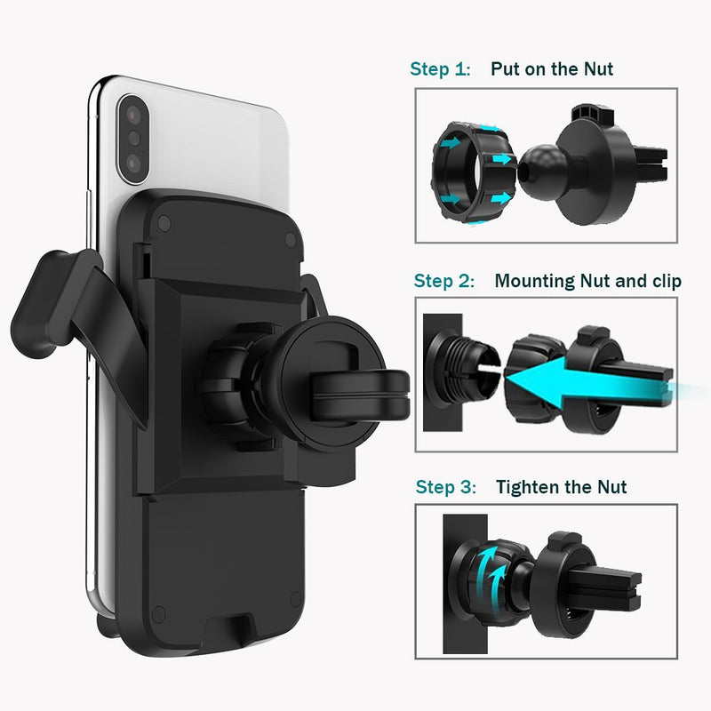 [Australia - AusPower] - Practbeauty Compatible with iPhone X 8/8 Plus Samsung Galaxy S8 S7/S7 Edge Note 8 Automatic Smartphone Fast Charger Wireless Car Mount 