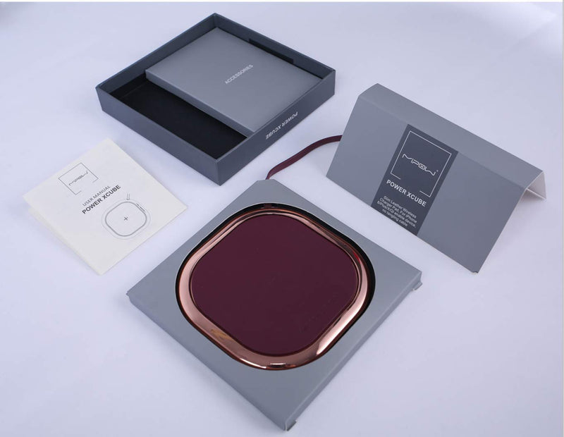 [Australia - AusPower] - MIPOW Wireless Charger, 10W / 7.5W Qi Fast Wireless Charging Pad with Leather Surface & Anti-Slip Base, Compatible iPhone, Samsung, New Airpods & Qi-Enabled Devices - No AC Adapter (Rose) Rose 