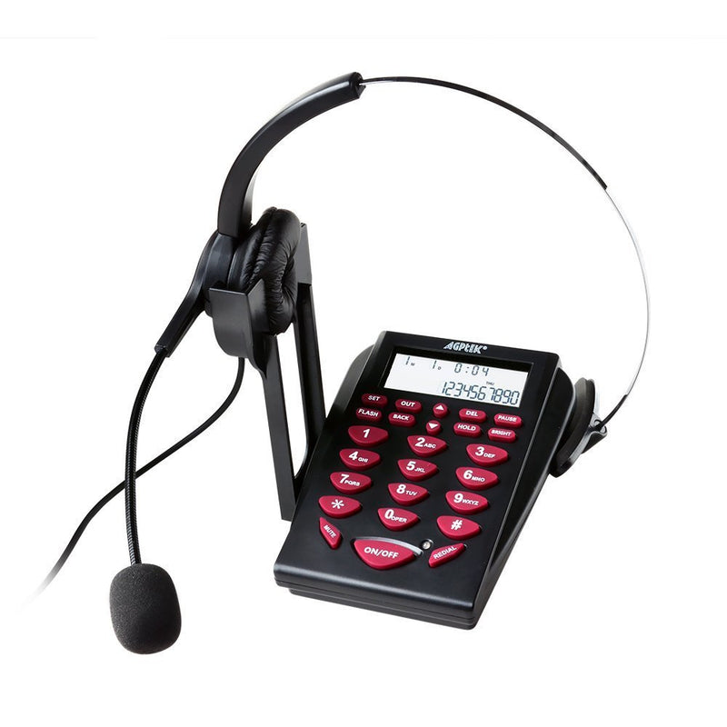 [Australia - AusPower] - AGPtEK Corded Telephone with Headset & Dialpad for House Call Center Office - Noise Cancellation HA0098 Rose Red 