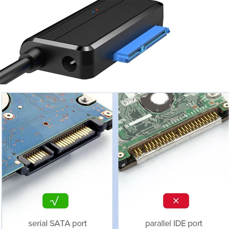[Australia - AusPower] - NFHK USB 3.0 to Angled SATA 22 Pin Adapter Cable for 2.5" 3.5inch Hard Disk Drive SSD for Desktop Laptop 
