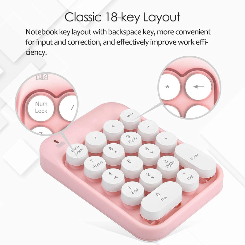 Wireless Numeric Keypad 18 Keys with 2.4G Mini Portable Silent Number ...