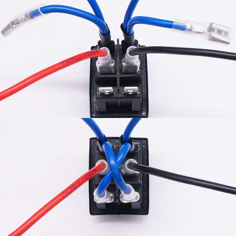 [Australia - AusPower] - weideer 20A 12V DC Motor Polarity Reverse Waterproof Rocker Switch DPDT 6 Pin ON-Off-ON Boat Motor Control Latching Switch with Jumper Wires KCD4-203-JT-W-X B-latching 