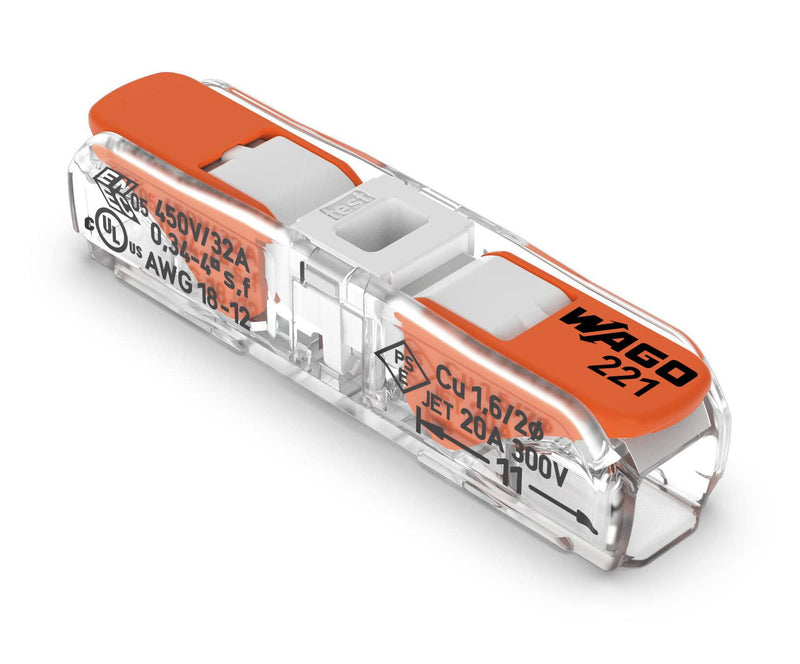 [Australia - AusPower] - WAGO 221-2401 Lever Nuts Compact Splicing Inline Wire Connectors with Case | 20pc 