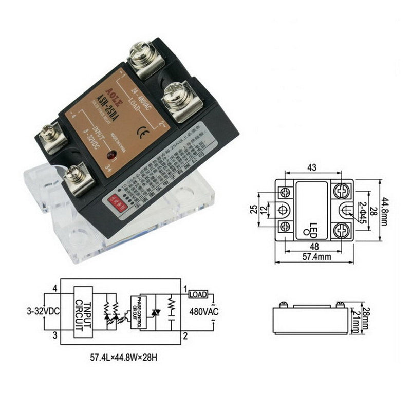 [Australia - AusPower] - WerFamily SSR Solid State Relay SSR-25DA DC-AC 3-32V DC / 24-480V AC / 25A DC to AC 