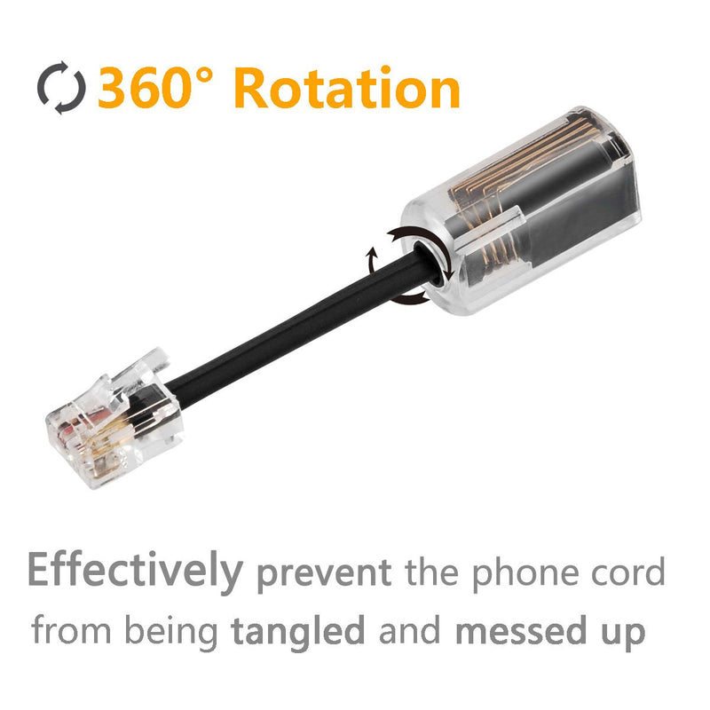 [Australia - AusPower] - Telephone Cord Detangler, Uvital Anti-Tangle Telephone Handset Cable 360 Degree Rotating Landline Swivel Cord Untangler Black (8 Pack) Wired Black 