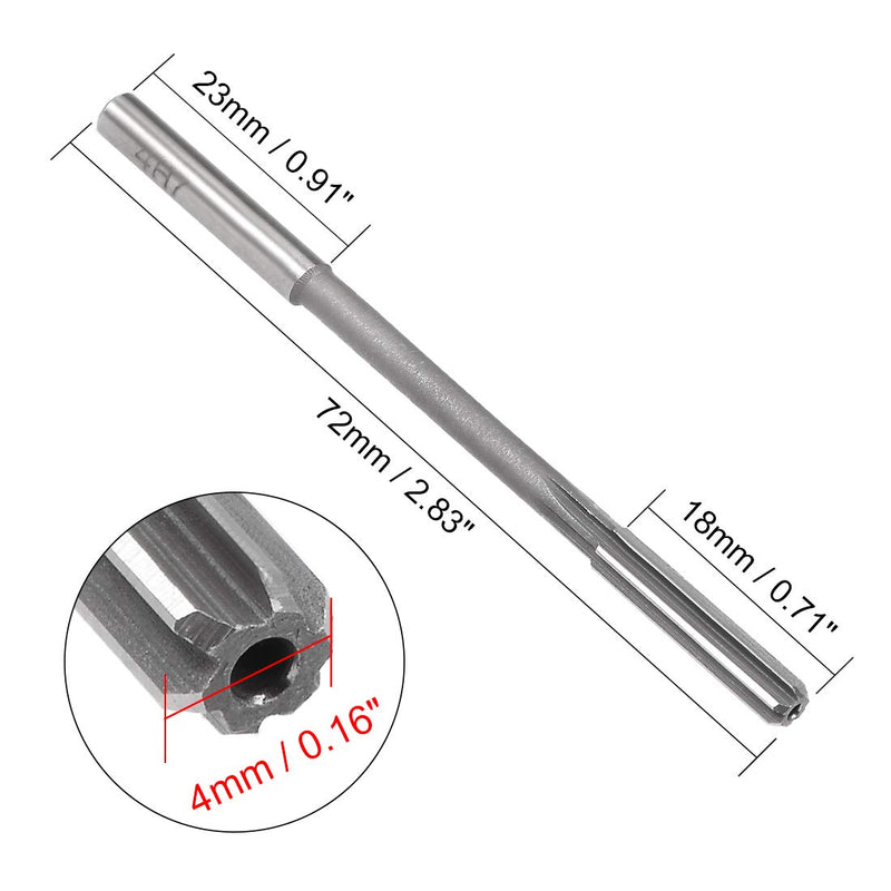 [Australia - AusPower] - uxcell Chucking Reamer 4mm, H7 HSS Lathe Machine Reamer 6 Straight Flutes, Round Shank Milling Cutting Tool, for Metal Non-Ferrous Metal Copper 