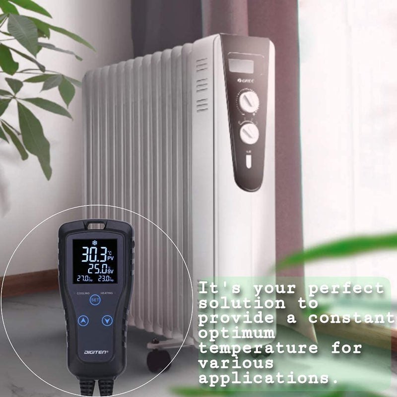 [Australia - AusPower] - Digital Temperature Controller 2-Stage Thermostat Outlet Heating & Cooling Mode for Chest Freezer Refrigerator Homebrew Fermenter Greenhouse 110V 10A 1100W 2 10ATemp Stage 