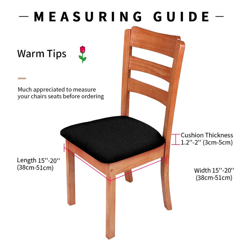 [Australia - AusPower] - Gute Chair Seat Covers, Dining Room Chair Seat Covers with Ties, Stretch Solid Chair Covers Protectors for Dining Room Kitchen Chairs (Set of 4, Black) Solid - 4PCS 
