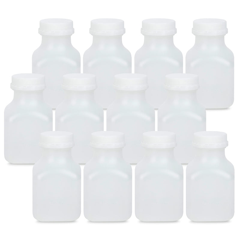 [Australia - AusPower] - Small Juice Bottles – Set of 12 HDPE Plastic Juice Bottles with Caps – 8 oz Empty Containers for Beverages, Water, Juice – Leakproof Plastic Containers with Lids, Bottles for Juice 8 oz. - 12 Pack 