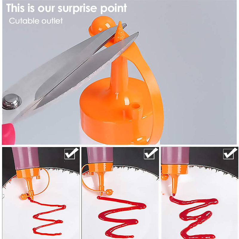 [Australia - AusPower] - Condiment Squeeze Bottle Sauce Squeeze Squirt Bottle for Kitchen Plastic Syrup Salad Dressing Container Food Dispenser for Oil Ketchup Griddle Hot Sauce Catsup Pancake Art 16 OZ, Pack of 3 Brown, 3 