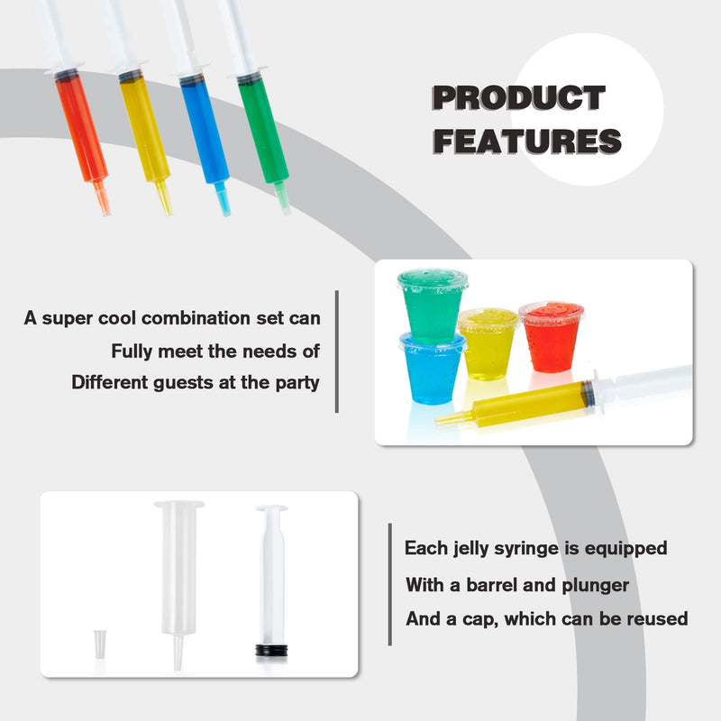 [Australia - AusPower] - 50 Piece Jello Shot Set Include 25 1.5 oz Jello Shot Syringes and 25 2 oz Jello Shot Cups with Lids, Reusable Jello Shot Containers and Shot Glasses, Great for Halloween Thanksgiving Christmas Party 
