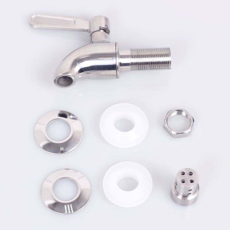 [Australia - AusPower] - Replacement Spigot Spout for Beverage Dispenser, Solid Stainless Steel Water Dispenser Replacement Faucet with Anti-Clogging Cap Polished Finished Silver 